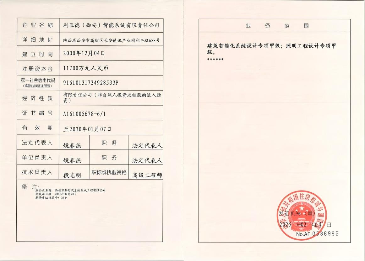 工程设计资质证书